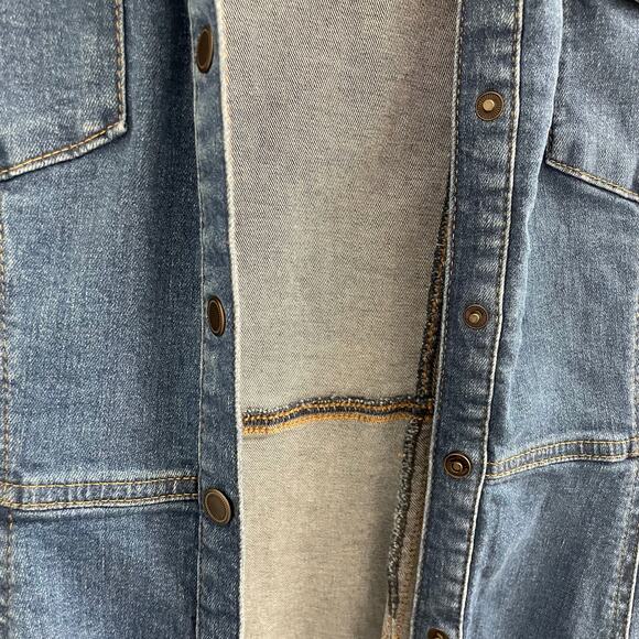 Free People Dynomite Medium Wash Long Sleeve Denim Dress Womens Medium AS IS - Picture 8 of 9